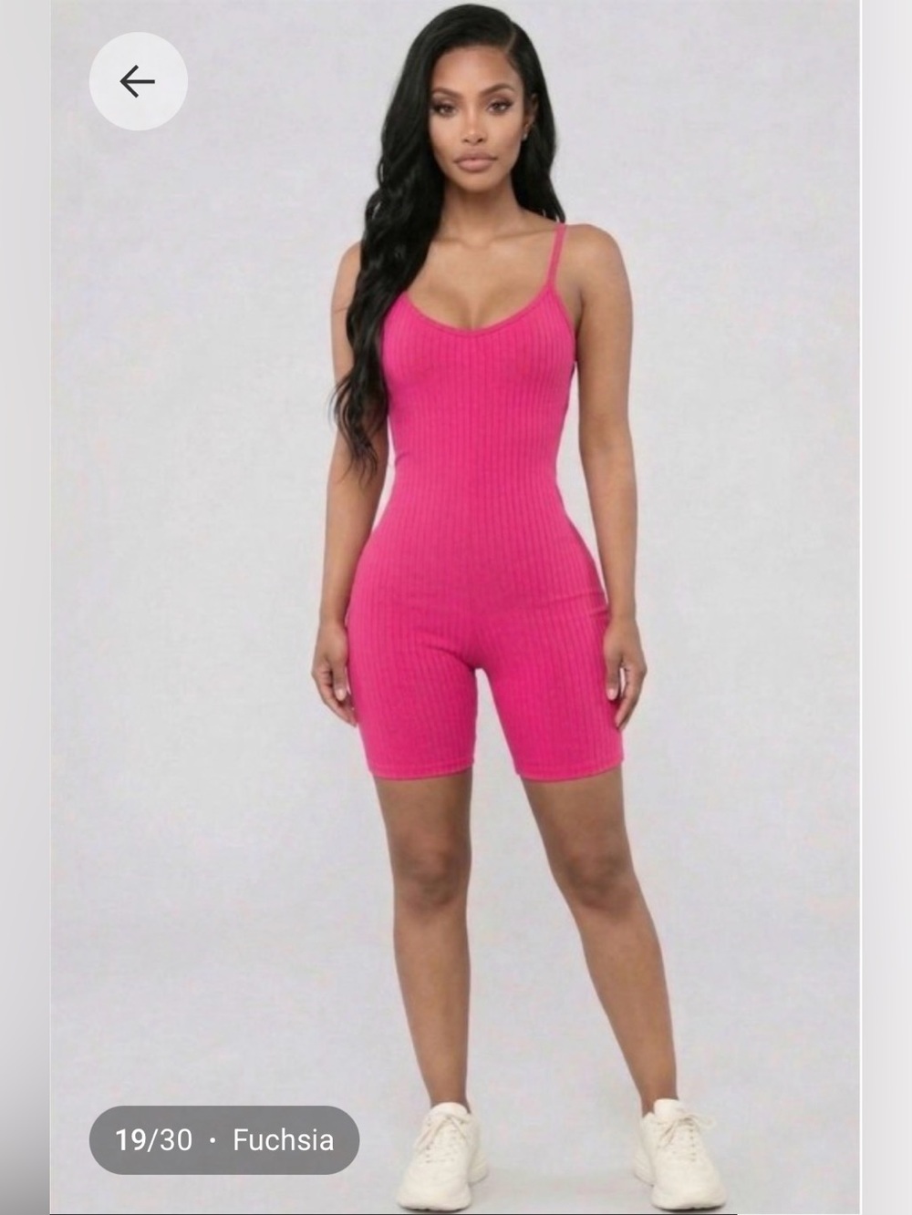 Fuchsia Ribbed Spaghetti-Strap Romper